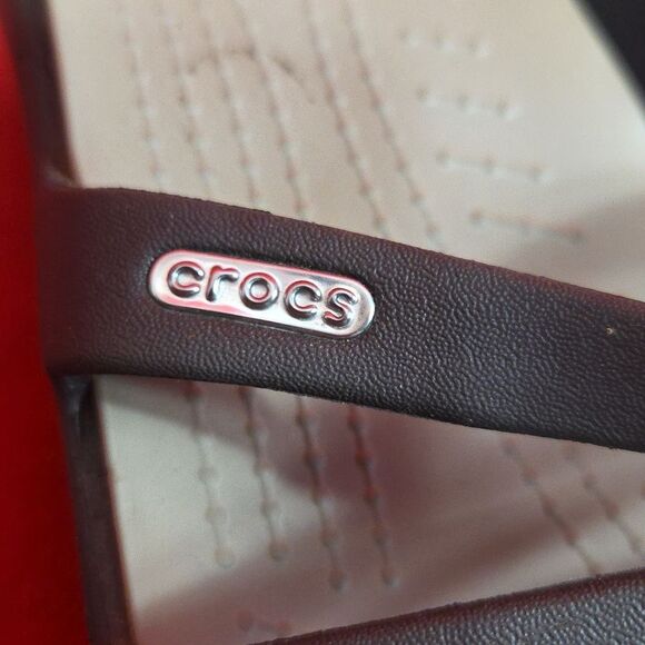 CROCS Rhonda Wedge Sandal Brown Womens Size‎ 10 - Picture 4 of 8